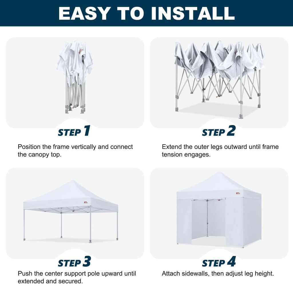 MASTERCANOPY 10x10 Premium Heavy Duty Pop Up Commercial Instant Canopy with Sidewalls(10x10 Blue)