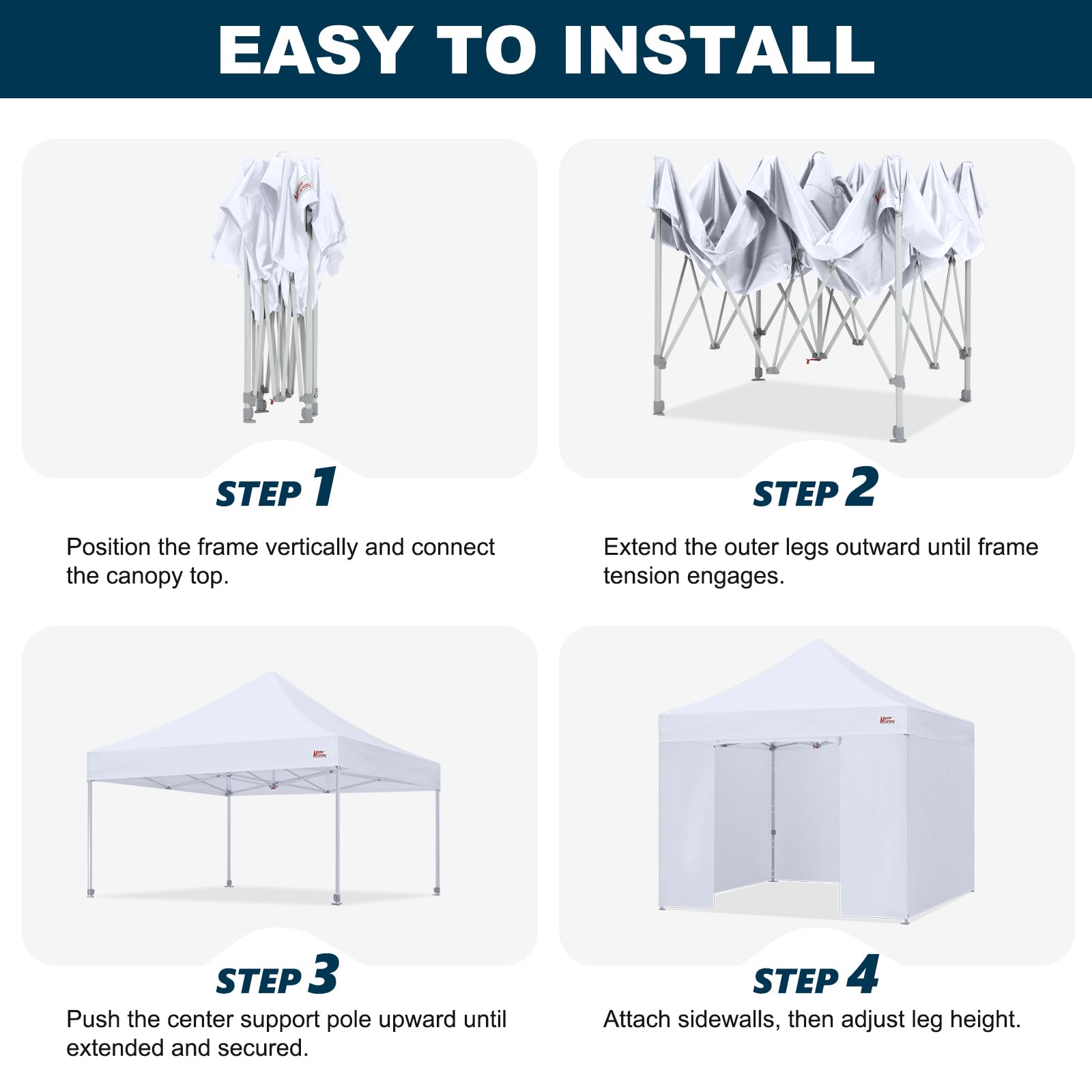 MASTERCANOPY 10x10 Premium Heavy Duty Pop Up Commercial Instant Canopy with Sidewalls(10x10 Blue)
