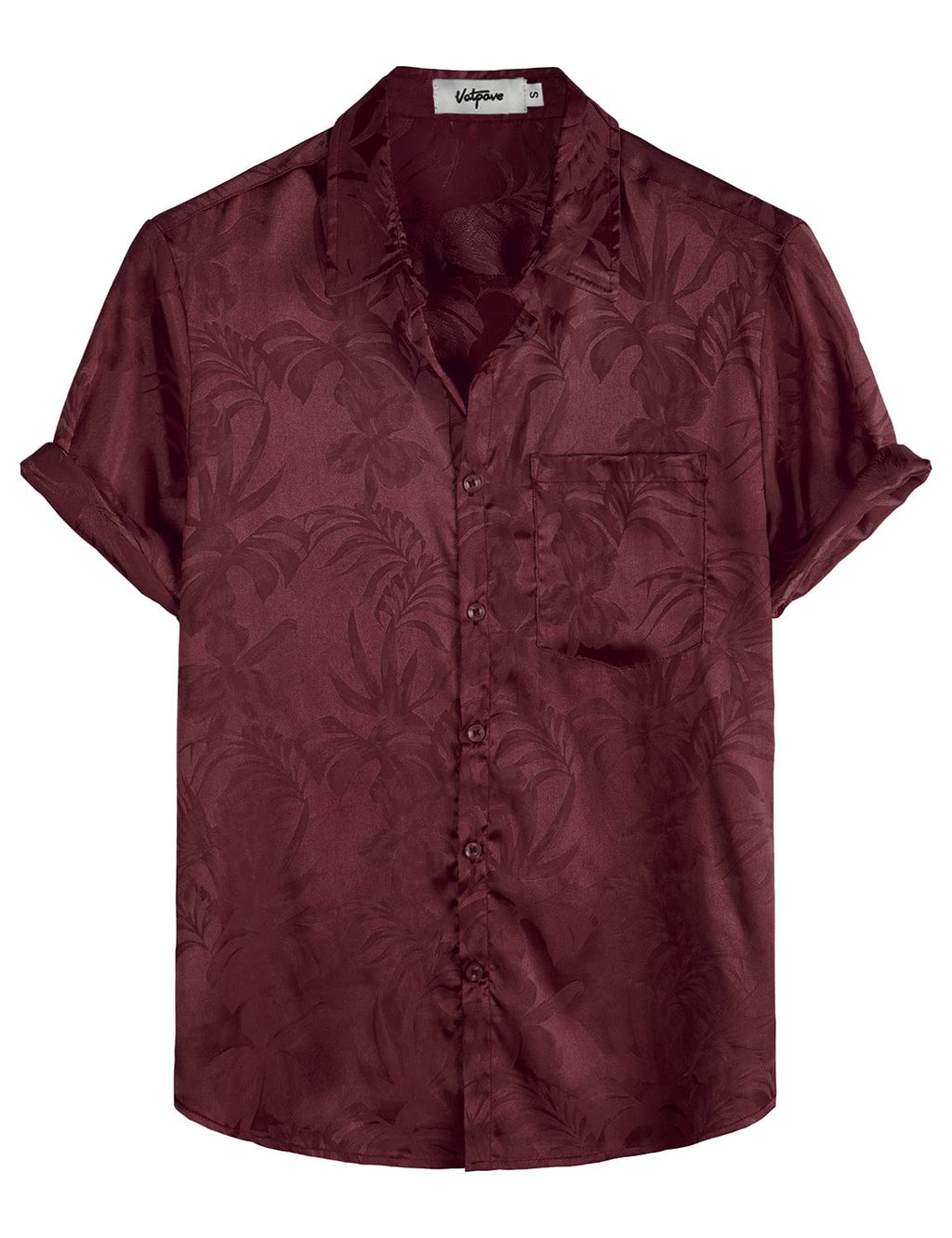 VATPAVE Mens Summer Jacquard Regular Fit Shirts Casual Button Down Short Sleeve Beach Tops with Pocket