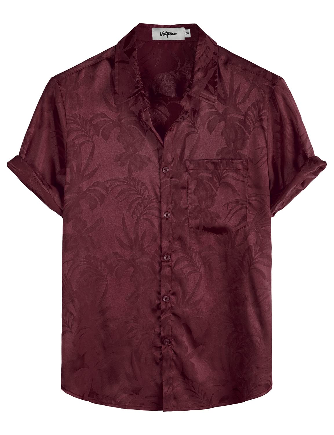 VATPAVE Mens Summer Jacquard Regular Fit Shirts Casual Button Down Short Sleeve Beach Tops with Pocket