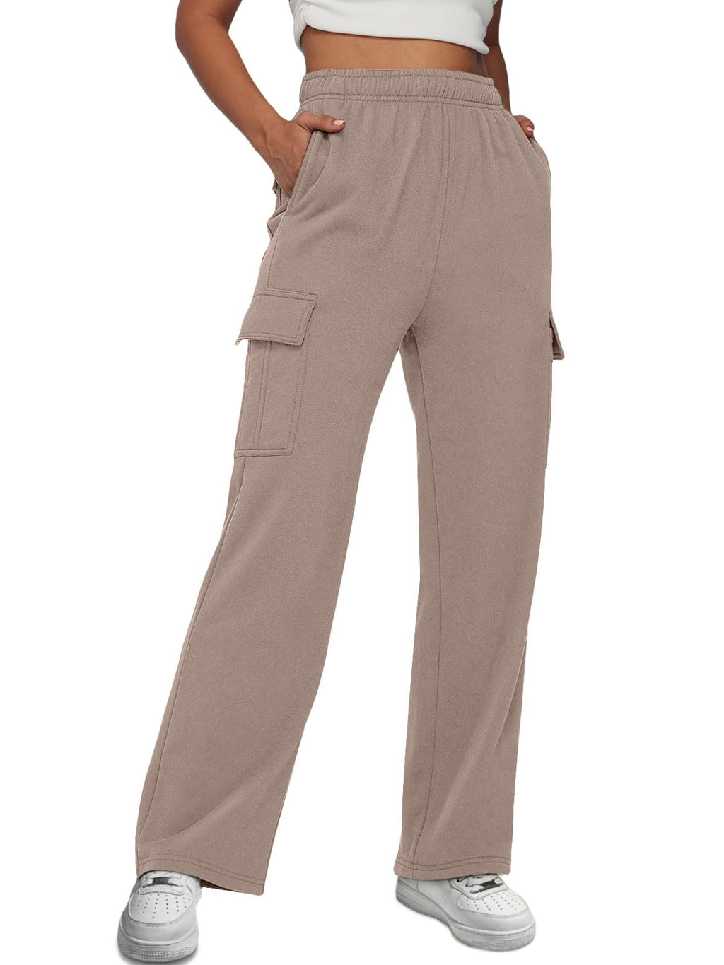 AUTOMET Womens Cargo Sweatpants Baggy Fleece High Waisted Joggers Sweat Pants Athletic Pants