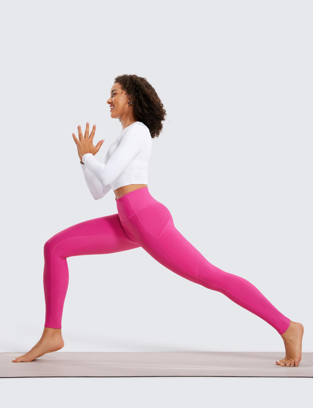 CRZ YOGA Fleece Lined Leggings Pockets 28'' - Thermal Casual Lounge Workout Womens Yoga Full Length Pants Winter Warm