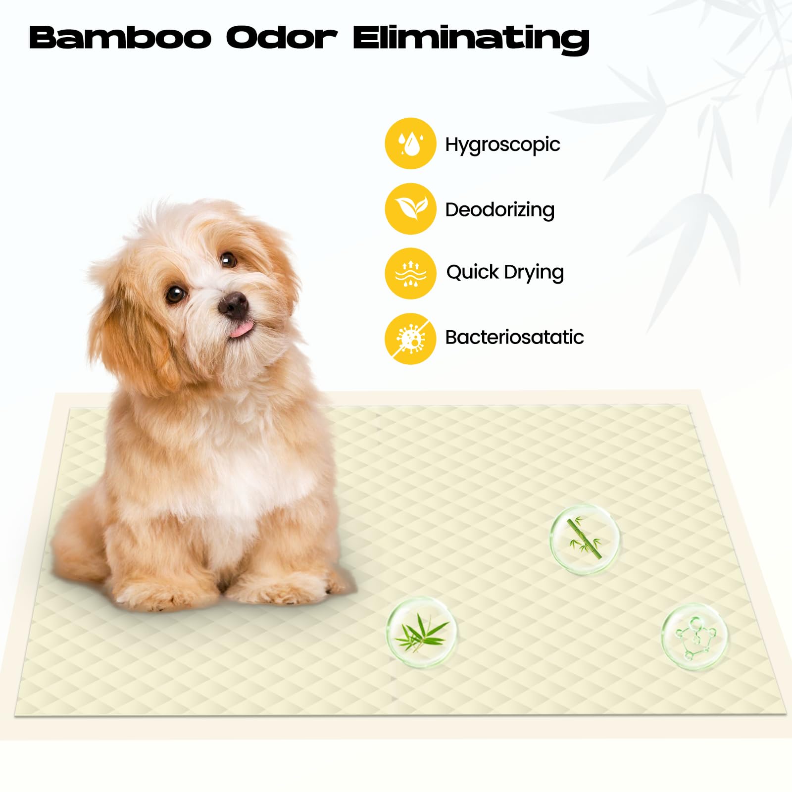 Puppy Pads 30 Count Small 22x22in Bamboo Training Pads Deodorizing Leakproof Quick Drying Dog Pee Pads Super Absorbent Disposable Pee Pads for Dogs Puppies, Doggie, Cats, Rabbits