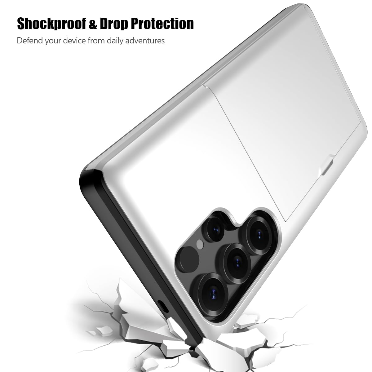 Nvollnoe for Samsung Galaxy S25 Case with Card Holder Dual Layer Heavy Duty Protective Case Hidden Card Slot Slim Wallet Cover for Samsung S25 6.2''(Black)
