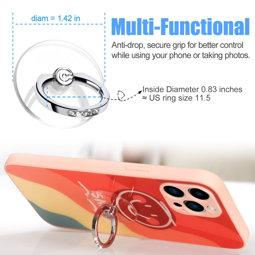 Transparent Phone Ring Holder Grip - EI Sonador Clear Cell Phone Ring Stand Holder Finger Grip Kickstand 360° Rotation, Compatible with Most of Phones, Tablets and Case (2 Aquamarine Diamond)