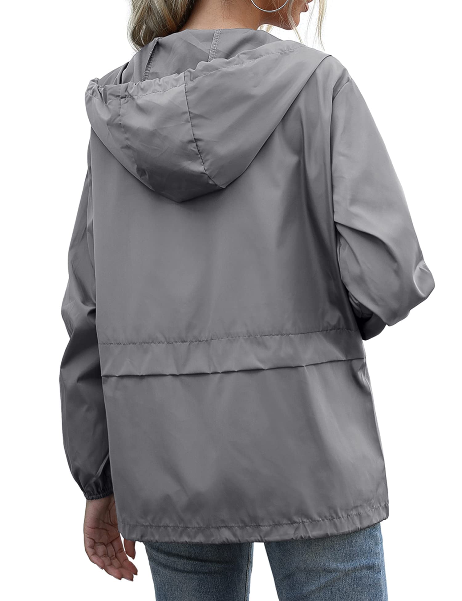 Women's Raincoats Lightweight Waterproof Windproof Adjustable Windbreaker Rain Jackets Hooded with Pockets S-XXL