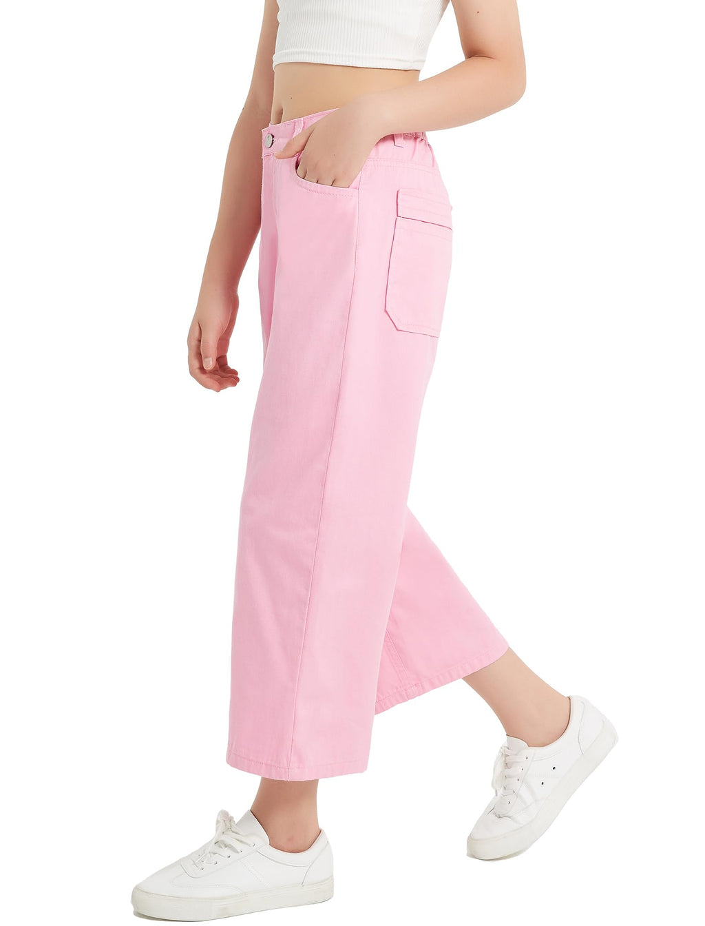 EXARUS Girls Jeans Baggy Wide Leg Cute Teen Tween Long Denim Pants Clothes Tall Junior Elastic Band Pockets