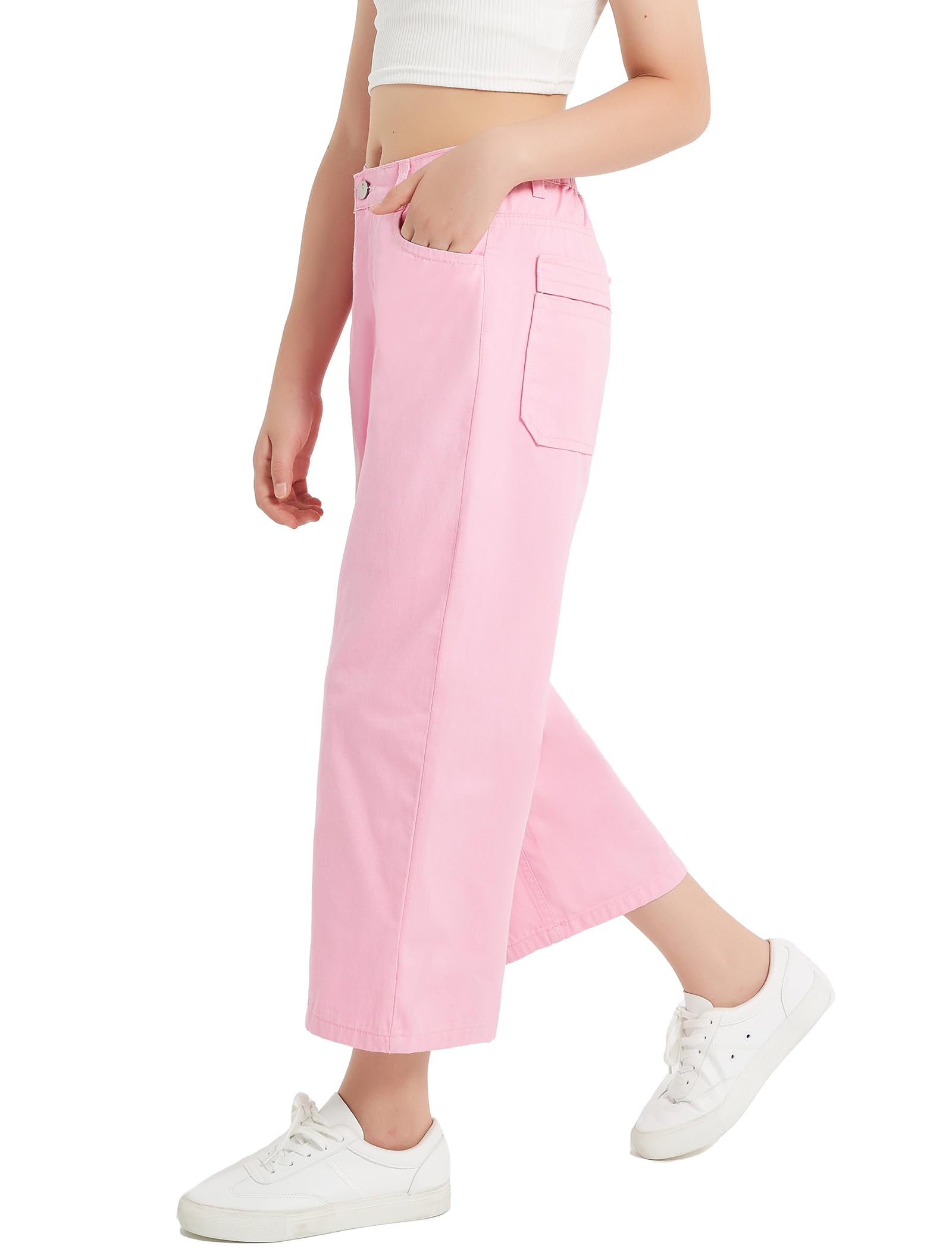 EXARUS Girls Jeans Baggy Wide Leg Cute Teen Tween Long Denim Pants Clothes Tall Junior Elastic Band Pockets
