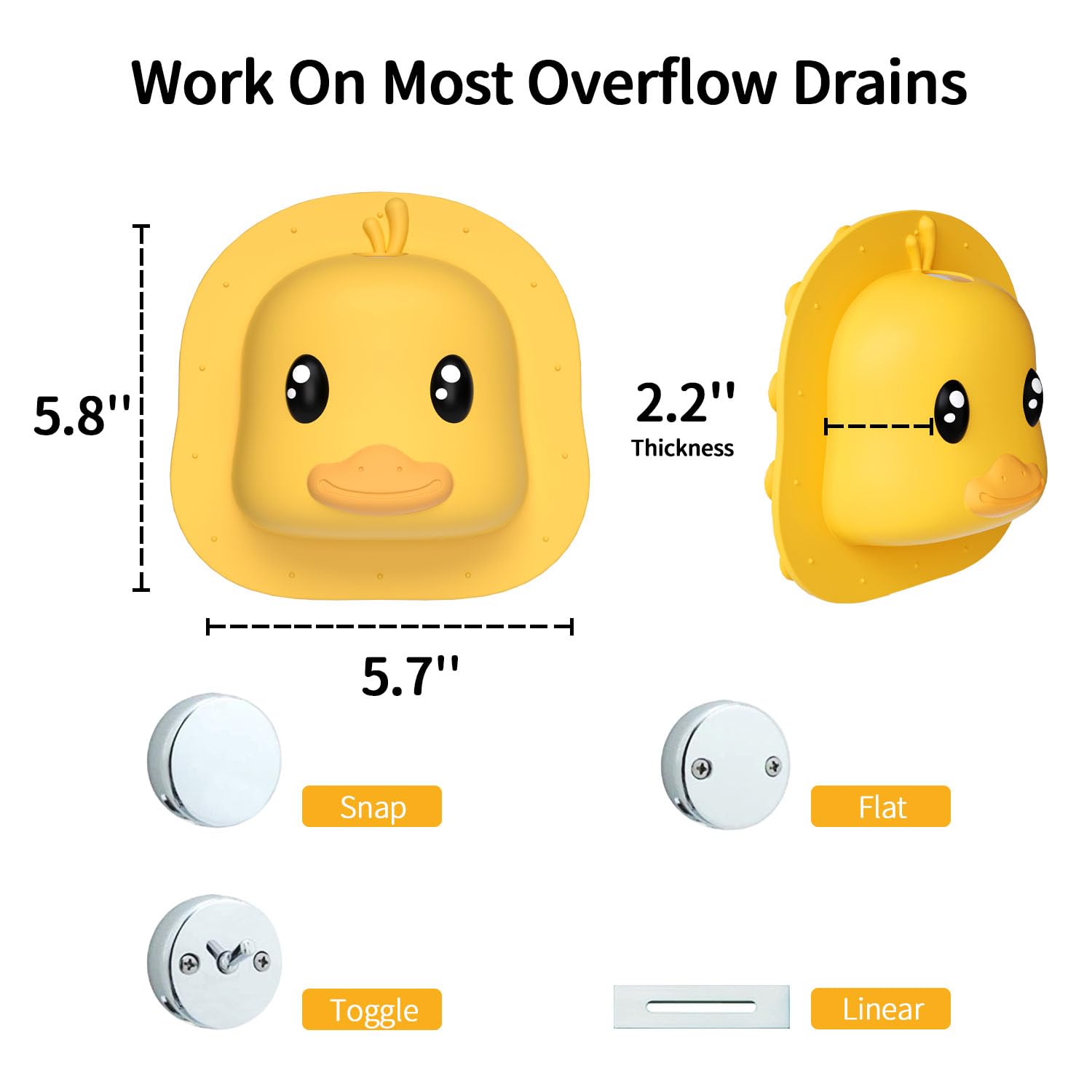 Bathroom Bathtub Overflow Drain Cover- Silicone Bath Tub Drain Cover, Tub Overflow Drain Stopper with Suction Cups, Adds Inches of Water for Deeper Bath, Cute Bathroom Accessories, Baby Blue