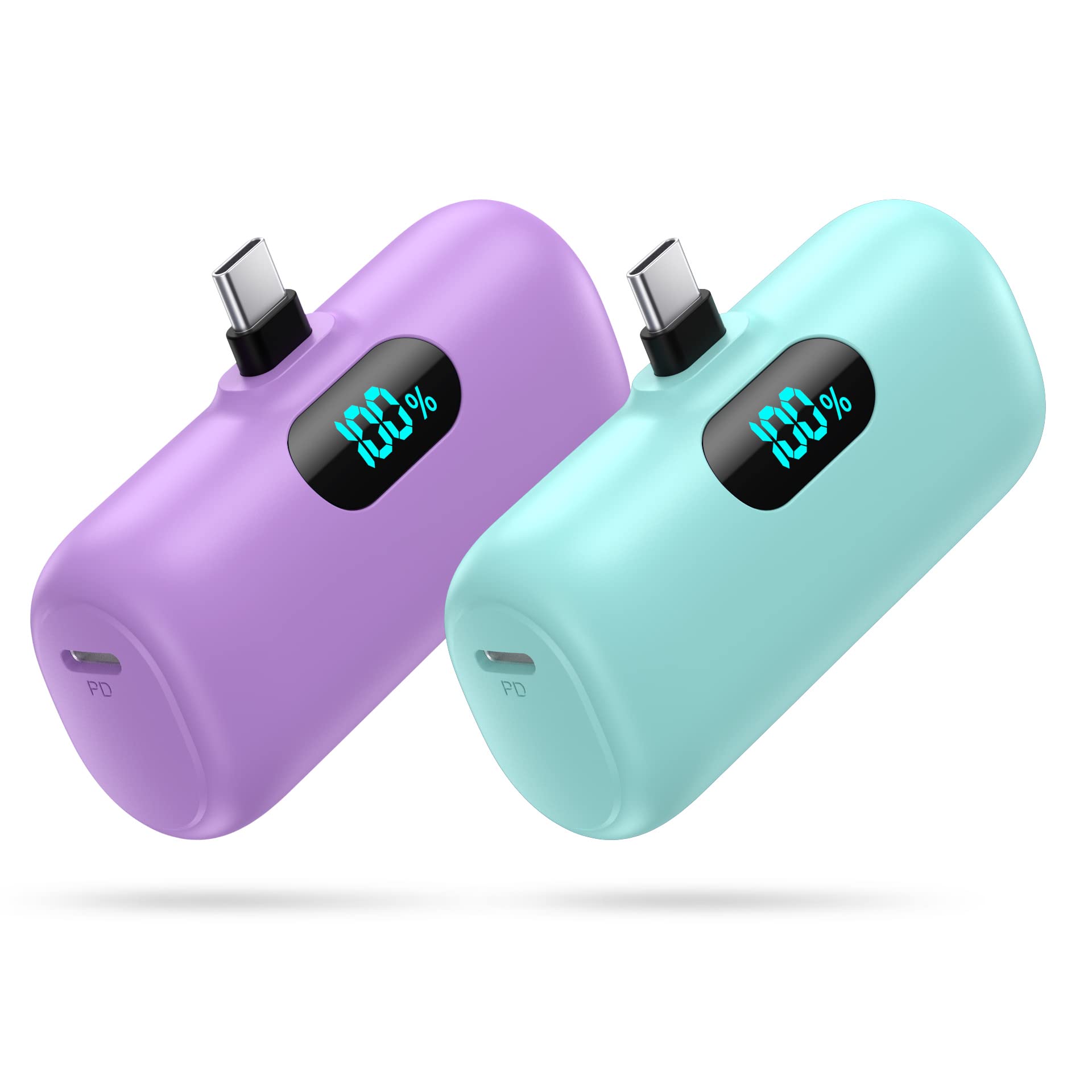 [2-Pack]Portable Charger for iPhone 17/16/15,Mini Power Bank 5000mAh PD USB C Portable Phone Charger,Travel Essential Battery Pack for iPhone 17/17 Air/16/16 pro/15/15 pro Max/Android/Samsung/Moto/LG