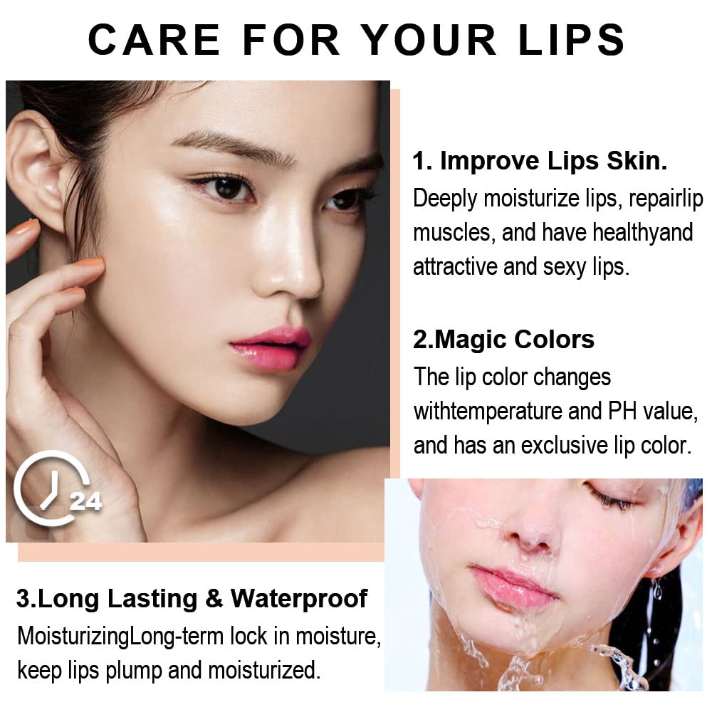 evpct 2Pcs Blueberry Tinted Lip Balms PH Lip Color Changing Lipstick Balm Stain Gift Set Queen for Women Girls Korean Mood Long Lasting Color Change Light Pink Lipstick Lip Tint Plumper Gloss