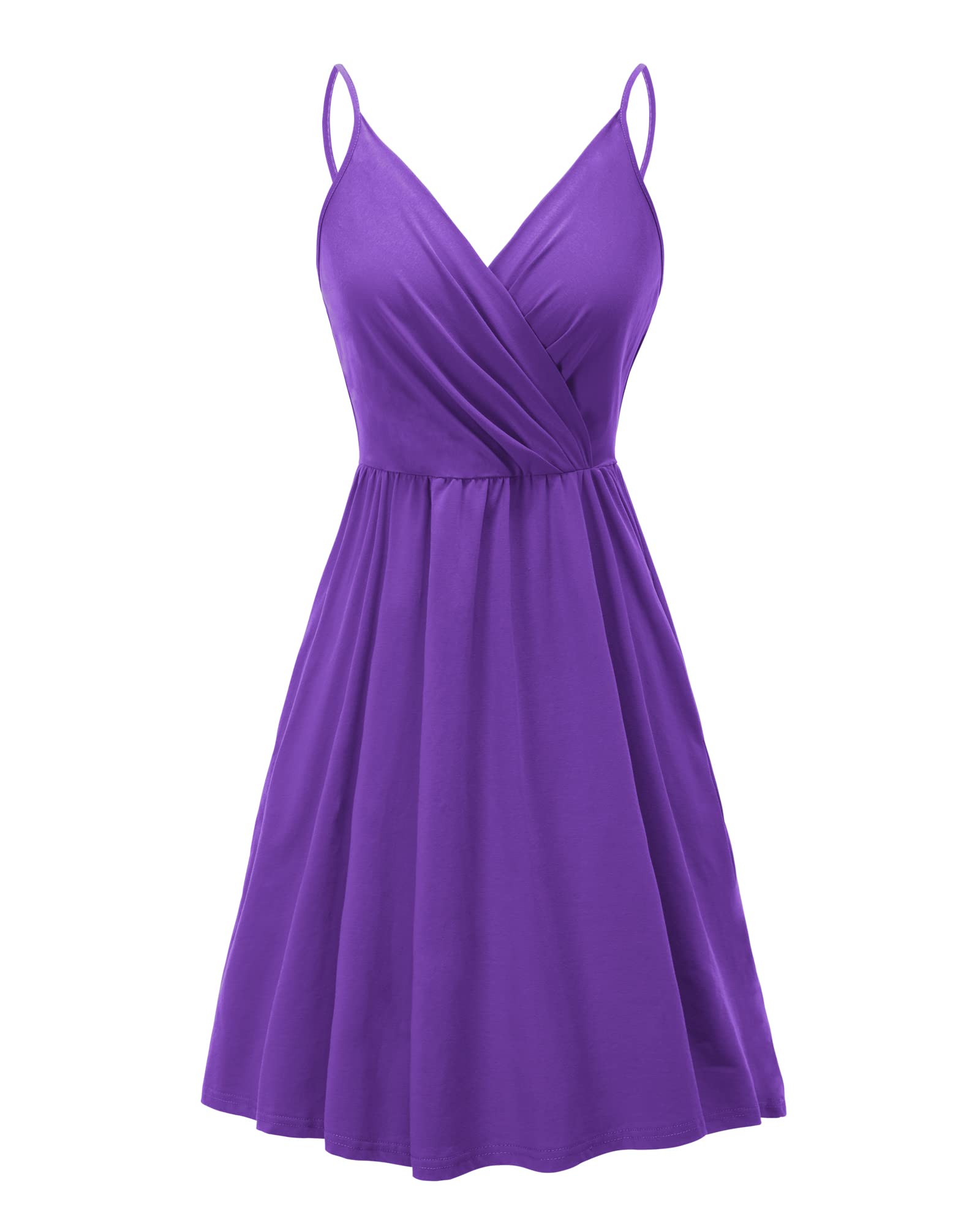 Newshows Women's Summer Dress 2025 Spaghetti Strap Sleeveless V Neck Casual Swing Sundress with Pockets