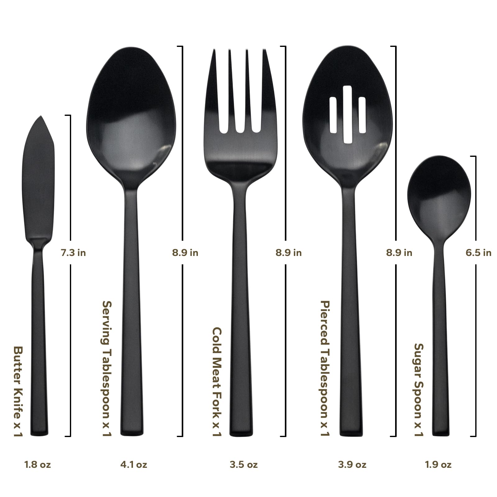 Alata Cube Black 20-Piece Forged Silverware Set Stainless Steel Flatware Set,Service for 4,Matte Satin Polished Cutlery Set,Dishwasher Safe