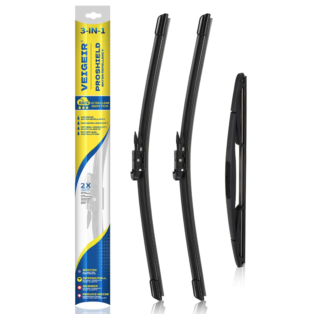 3 Pack Windshield Wiper Blades Compatible with Ford Escape 2008 2009 2010 2011 2012 Original Factory Quality Front Rear Wipers Blade Set for My Car - 20" 20" 12"