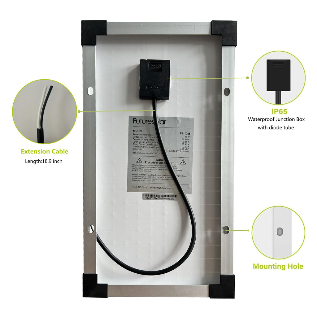 5W Solar Panel High Efficiency 12V Portable Solar Chargerfor Small Devices Monocrystalline Photovoltaic Module LED Lights, Power Banks, and 12V Batteries, Ideal for Outdoor Use