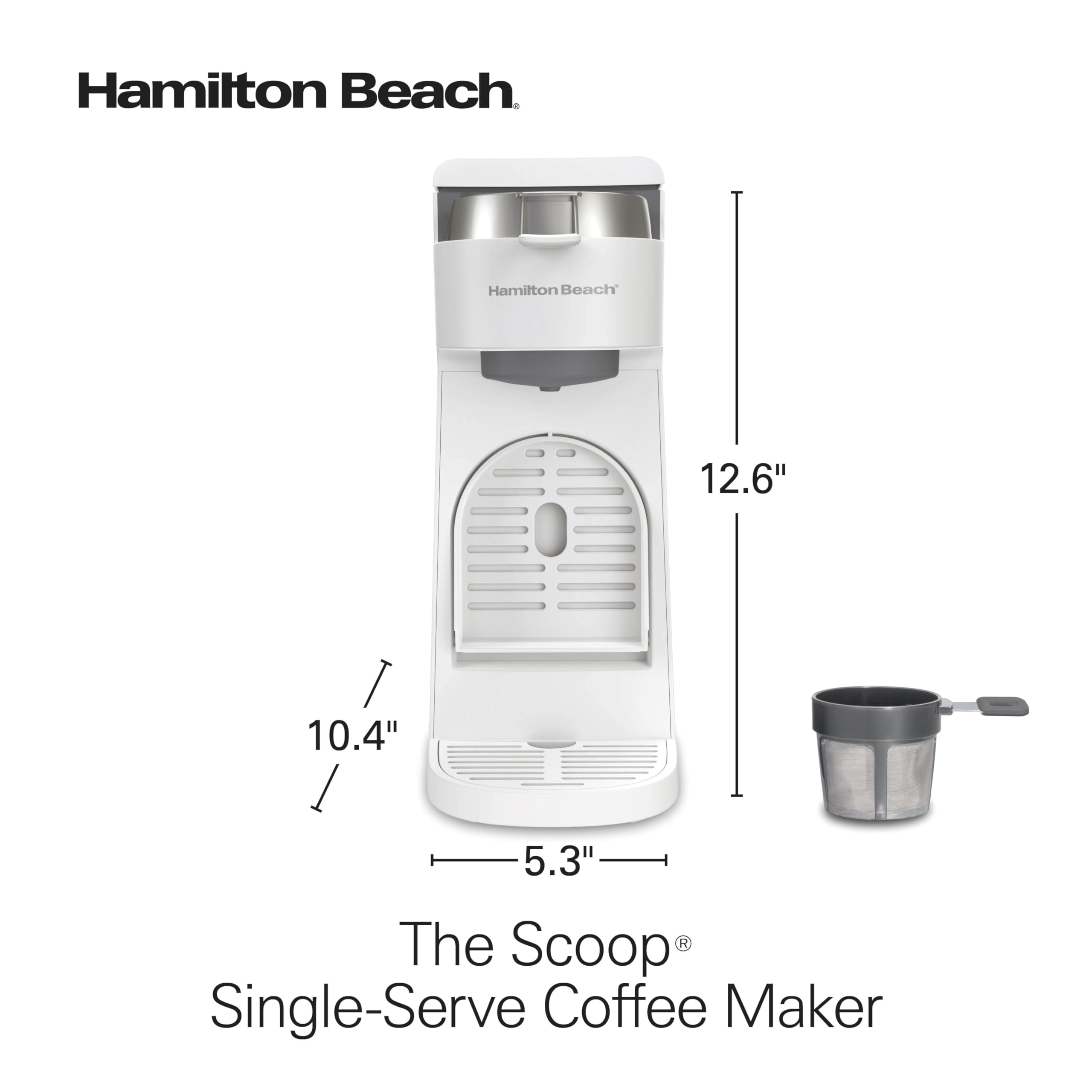 Hamilton Beach The Scoop Single Serve Coffee Maker & Fast Grounds Brewer for 8-14oz. Cups, Brews in Minutes, Black (47620), Next Gen