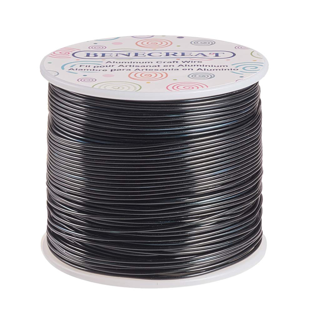 BENECREAT 9 Gauge Jewelry Craft Aluminum Wire 55 Feet Bendable Metal Sculpting Wire for Halloween Craft Floral Model Skeleton Making (Black, 3mm)