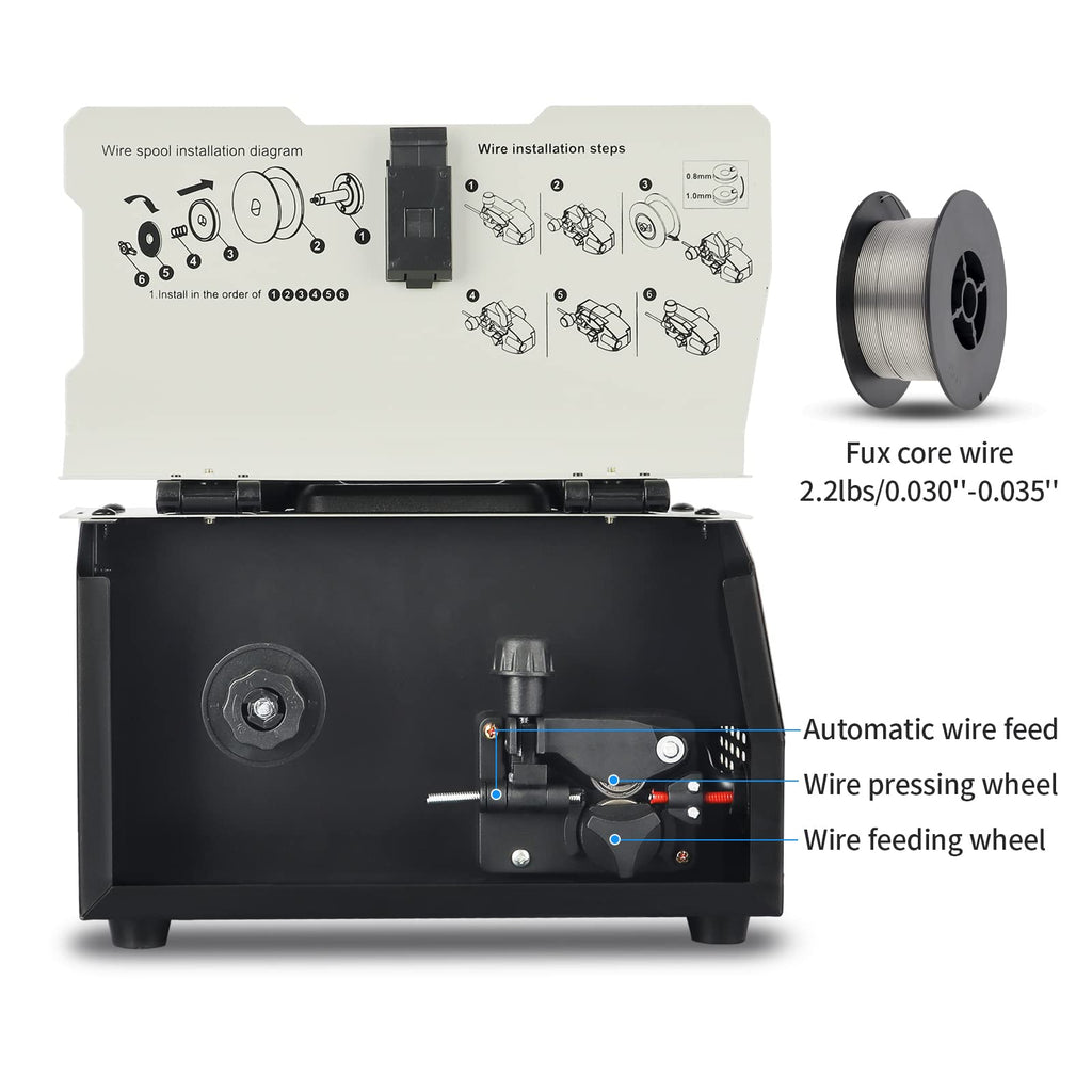 AZZUNO MIG Welder Machine 110V/220V, 155Amp 5-in-1 Gas MIG/Aluminum MIG/Gasless Flux MIG/Lift TIG/Stick Welding Machine, Wire Feed Welder