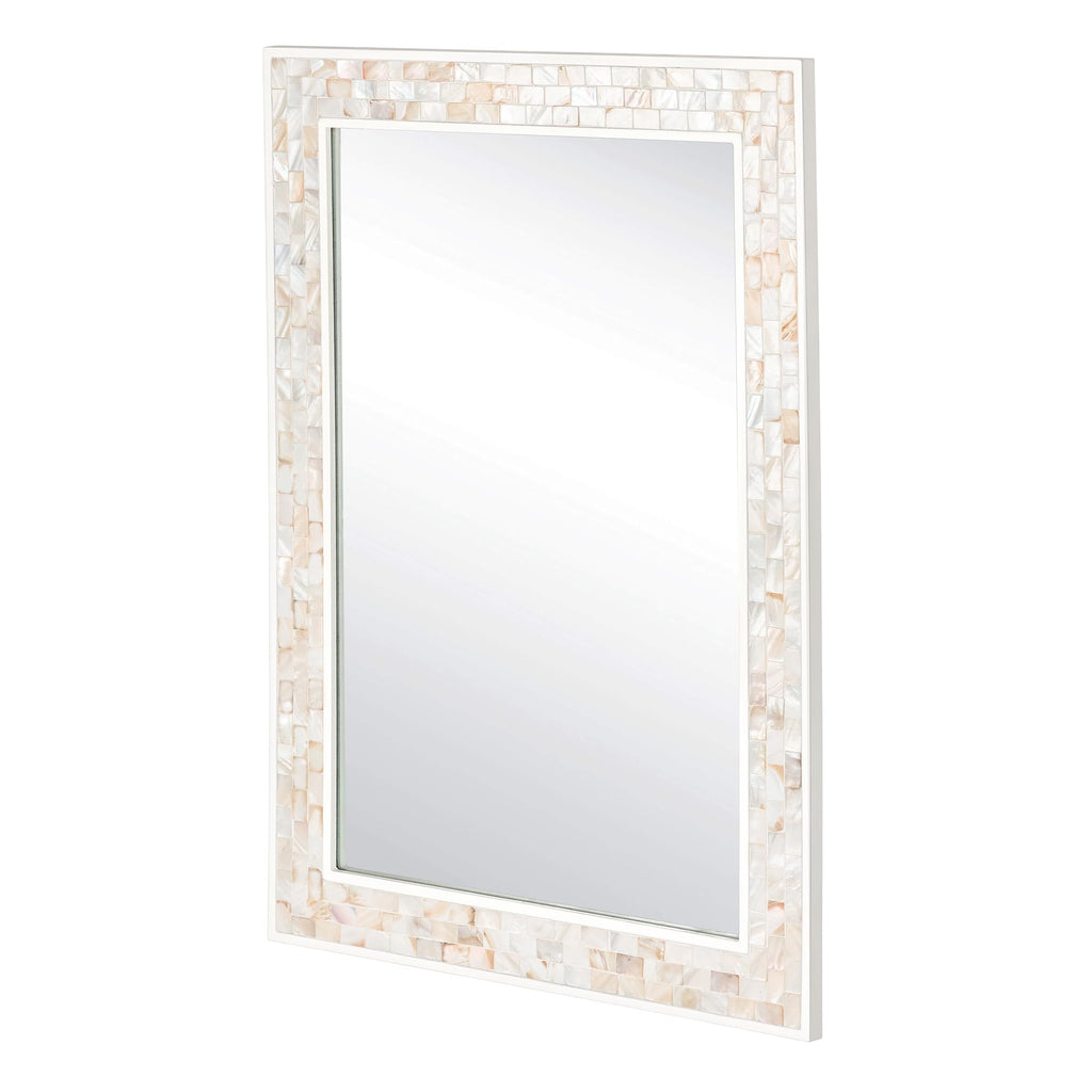 Tanmicoshomy Round Wall Mirror 24 Inch,Circle Mosaic Mirror with Natural Mother of Pearl and Wood Frame, Decorative Coastal Round Wall Mirror for Bathroom Bedroom Living Room Entryway