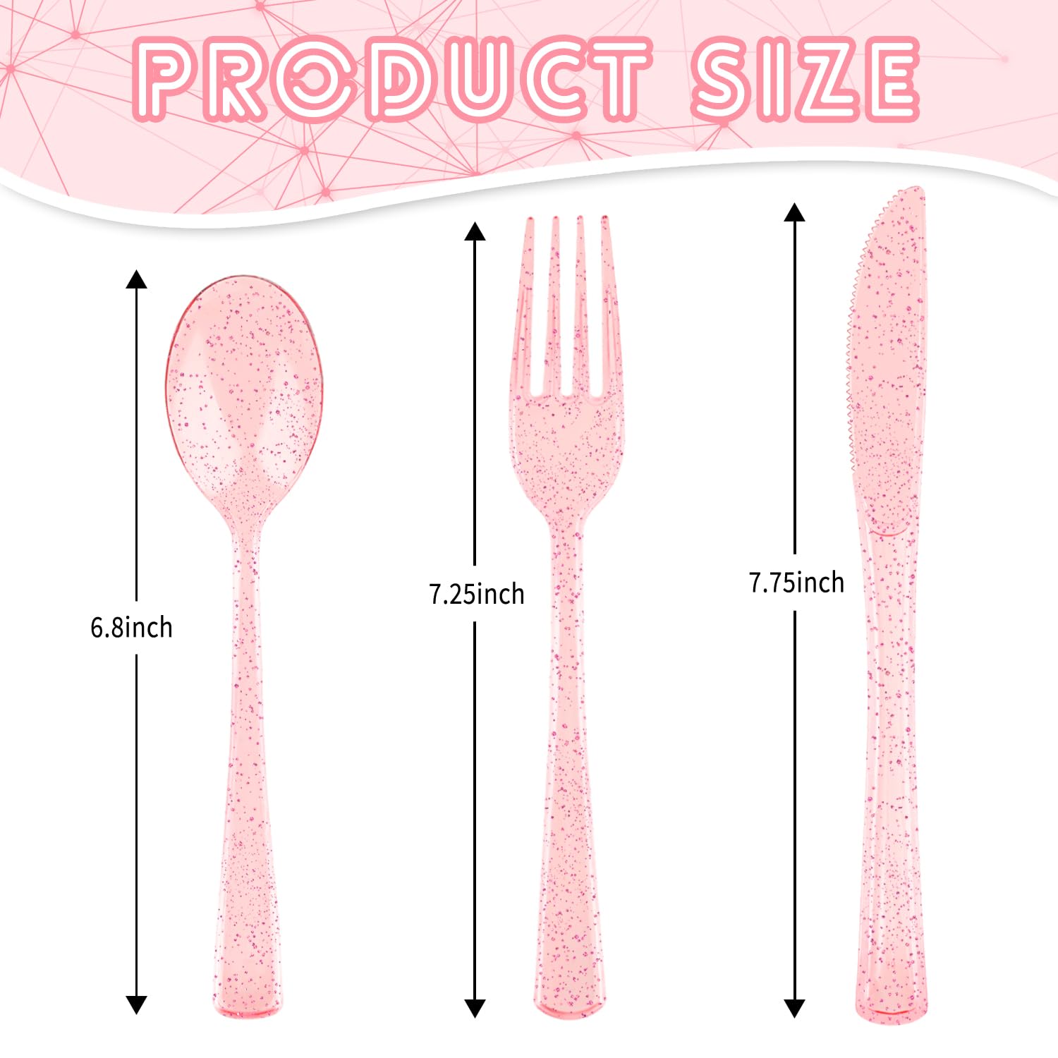 150 Pack Plastic Silverware,Disposable Cutlery Set Heavy Duty Utensil Sets 50 Forks 50 Knives 50 Spoons for Brithday, Wedding,Home School Party Picnics Restaurant Outdoor Events (Black)