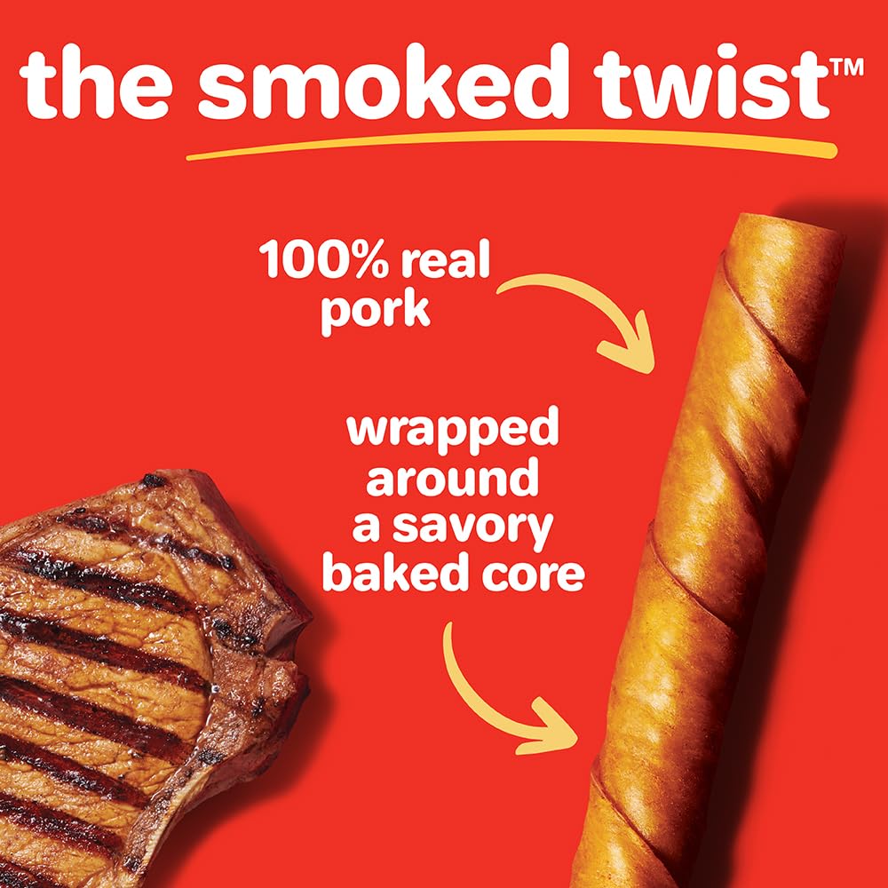 HARTZ Oinkies Natural Smoked Pig Skin Twist Dog Treat Chews - 10 Pack