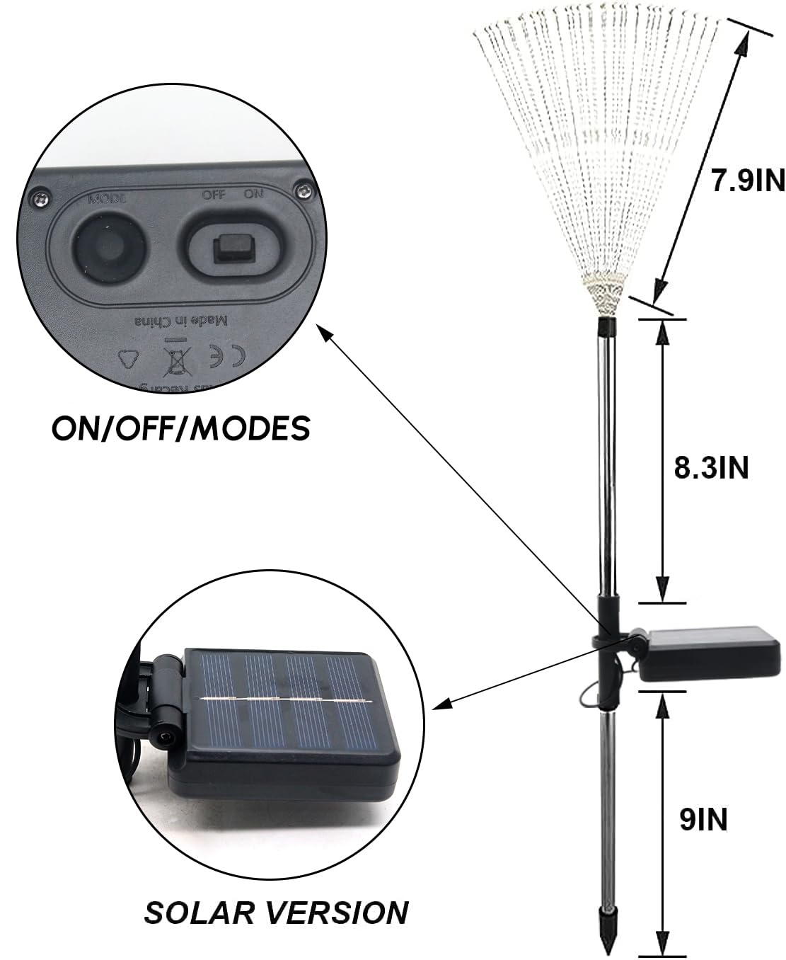 Solar Garden Firework Lights Outdoor Waterproof, 2 Pack Solar Powered Art Stake Twinkle Lighting for Outside Decor, 120 LED Sparklers String Lights for Yard Pathway Decorations(White)