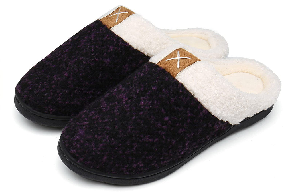 UBFEN Womens Mens Slippers Memory Foam Comfort Fuzzy Plush Lining Slip On House Shoes