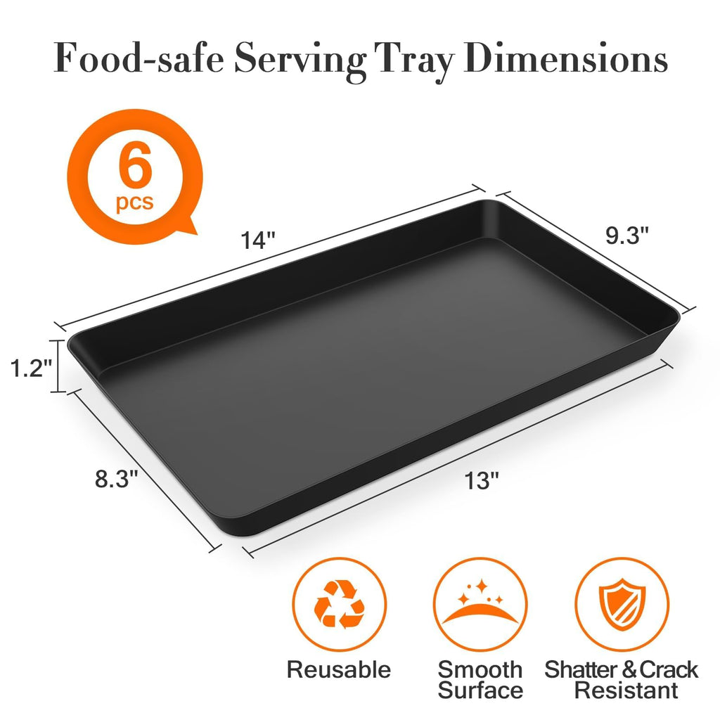 WOWBOX 4 pcs Serving Tray for Entertaining, Serving Platters for Snacks, Fruit, Cookies, Dessert, Reusable Plastic Trays for Serving Food, (White, Black, Green, Red)