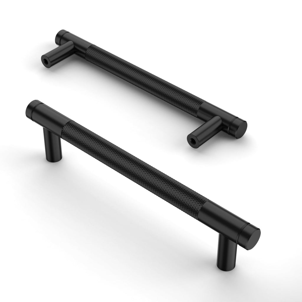 Asidrama 10 Pack 3 Inch(76mm) Matte Black and Champagne Bronze Cabinet Pulls Knurled Cabinet Handles Cupboard Handles Kitchen Cabinet Hardware for Cupboard Drawer Pulls