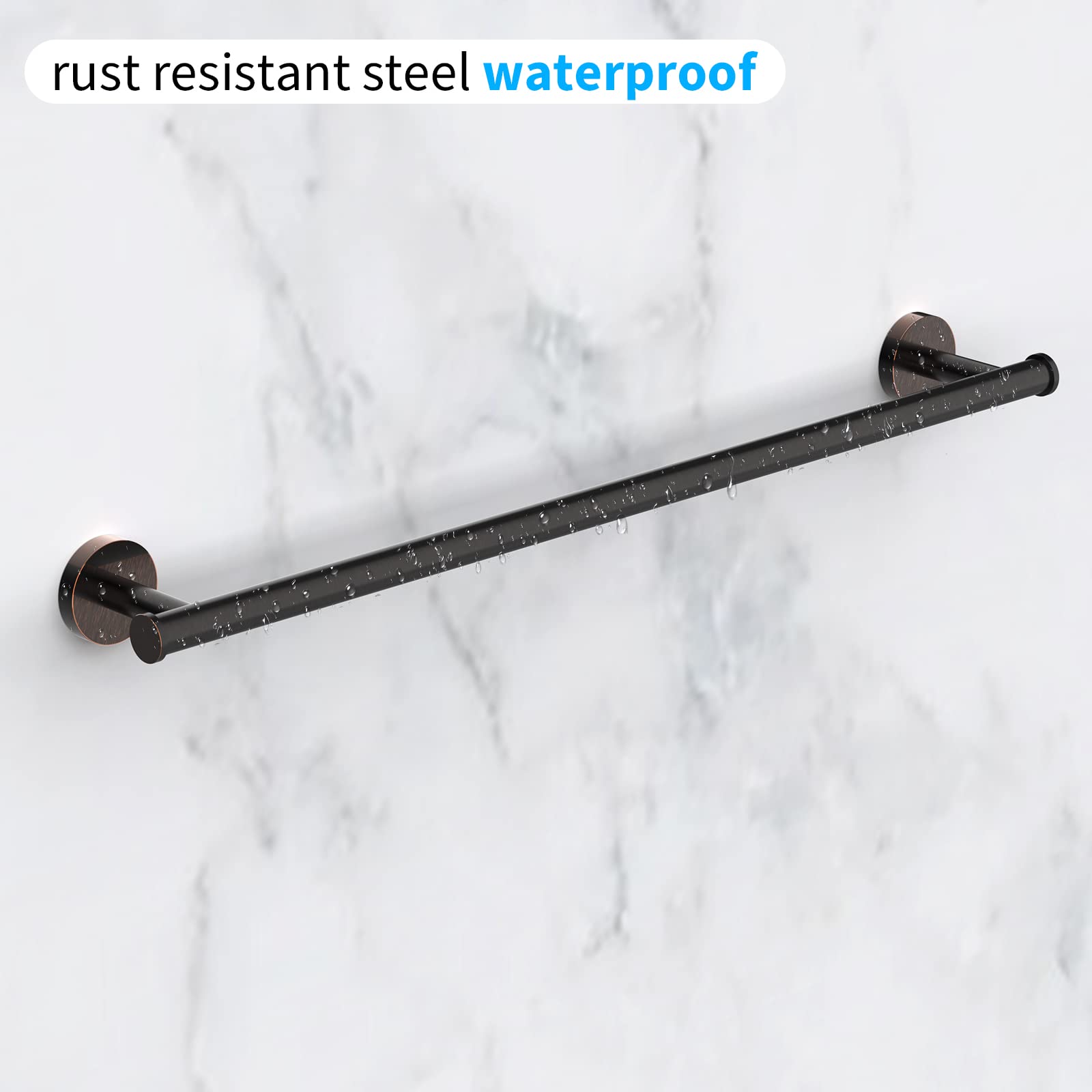 Cilee 2 Pieces Matte Black Bathroom Towel Bar, 24 Inch Double Towel Racks,Bathroom Towel Holder Towel Hanger for Bathroom Stainless Steel Wall Mount