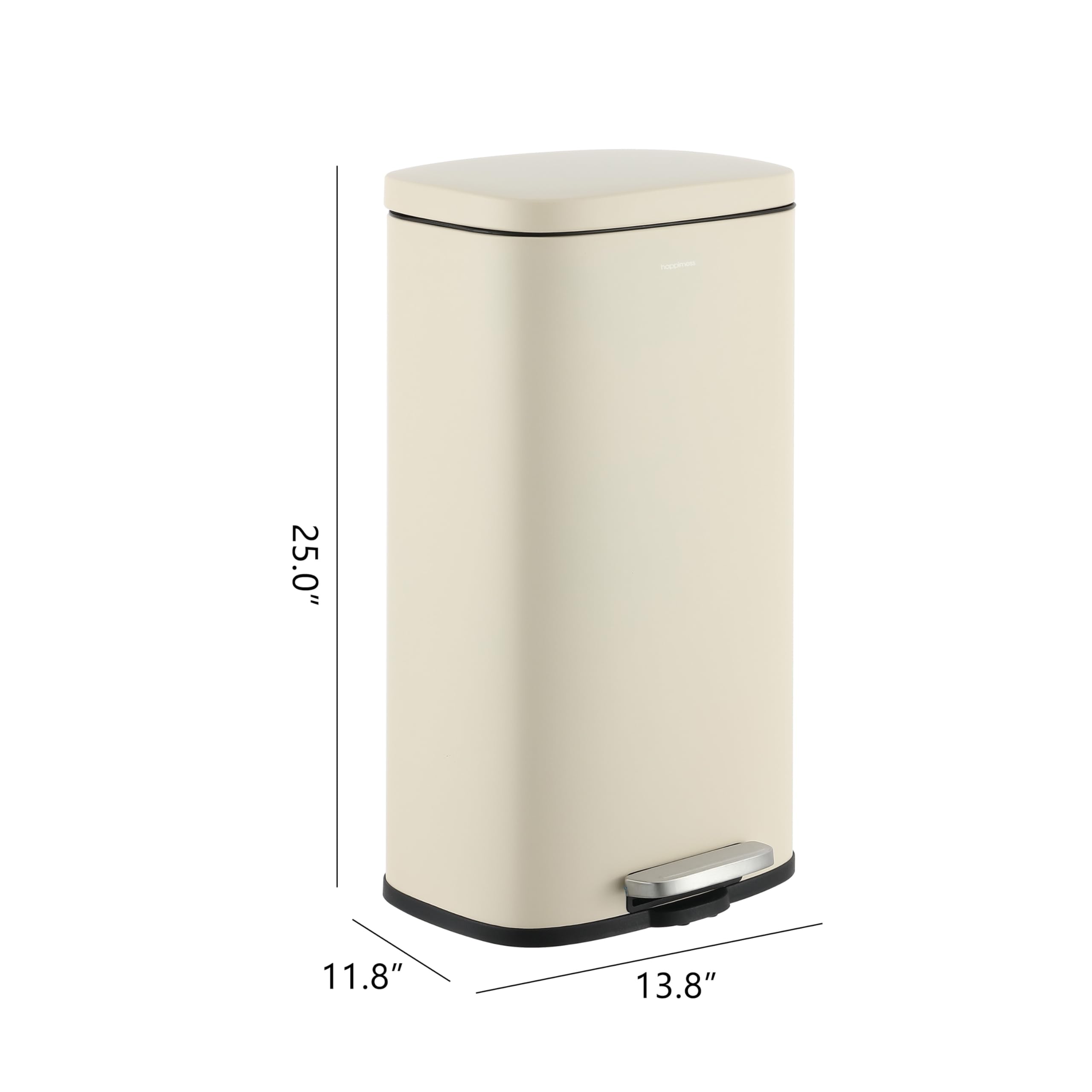 happimess HPM1011B Curtis 8-Gallon Step-Open Trash Can with Soft-Close Lid, Modern, Minimalistic, Fingerprint Proof for Home, Kitchen, Laundry Room, Office, Bedroom, Bathroom, Black
