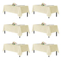 sancua Rectangle Tablecloths for 4ft Tables, 6 Pack - 60x84 Inch - Beige Washable Fabric Cloth Table Cloth for Wedding, Party, Birthday, Banquet, Reusable Polyester Table Covers