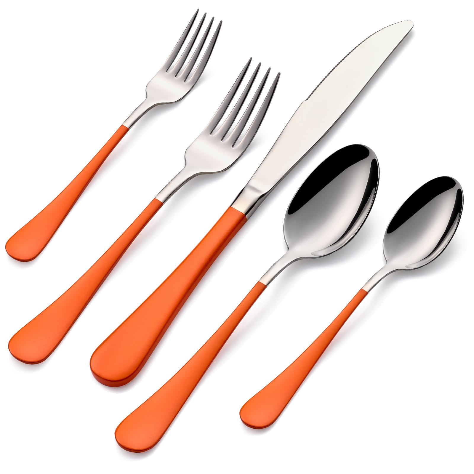 20-Pieces Blac and Pink Silverware Sets for 4,Pink Handle Stainless Steel Cutlery Set, Include Forks Spoons and Knives Set, Dishwasher Safe Utensil Sets for Home Restaurant