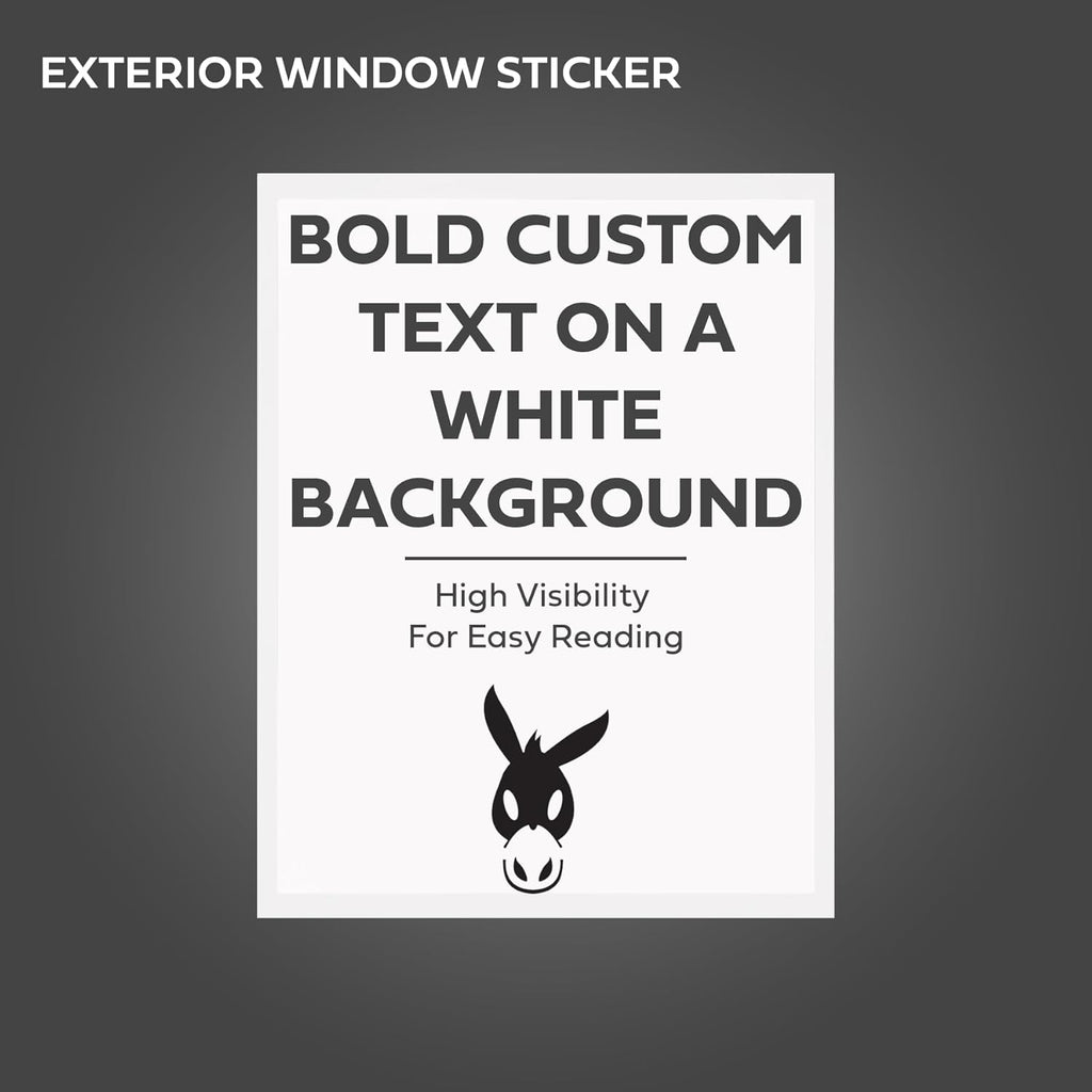 Window Stickers for Car Dealers -Plain Blank White - Exterior, 'Outdoor' | 8.5" x 11" | (100 Pack) (Laser Printer Only) (Adhesive)