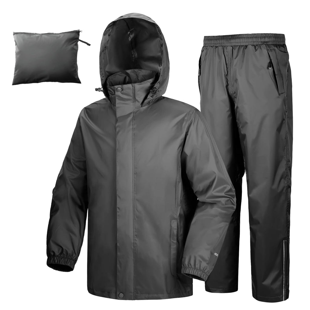 33,000ft Men's Rain Suit Packable Waterproof Lightweight Rain Gear for Golf Hiking Cycling 2 Pieces(Rain Jackets and Pants)