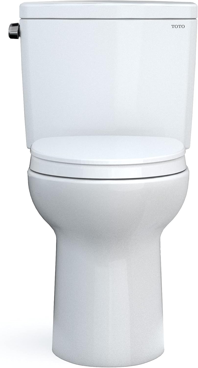 TOTO® Drake® Two-Piece Elongated 1.28 GPF Universal Height TORNADO FLUSH ® Toilet with 10 Inch Rough-In, CEFIONTECT®, and SoftClose® Seat, WASHLET®+ Ready, Cotton White - MS776124CEFG.10#01