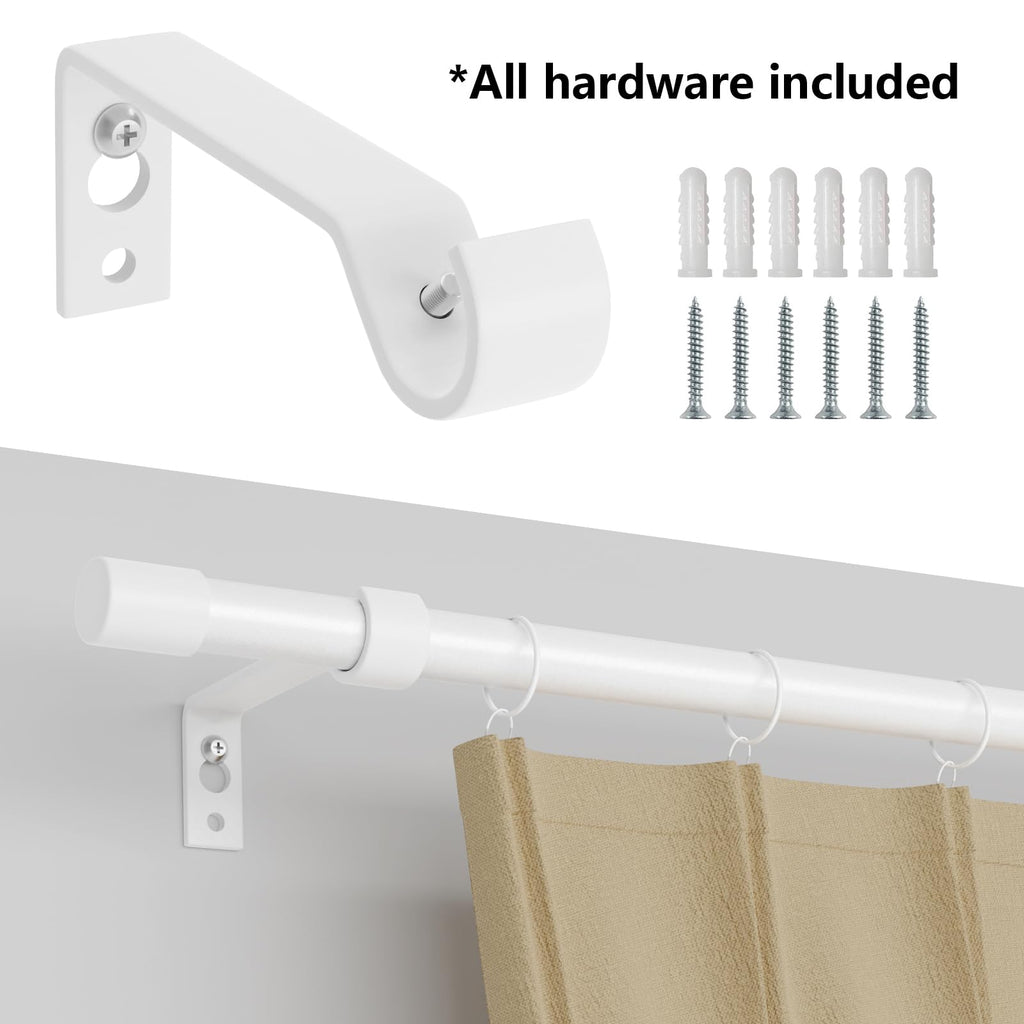 Curtain Rods for Windows, Single Adjustable 32 to 48 inch Curtain Rod Set with Brackets, 5/8 inch Diameter Metal Drapery Rod for Bedroom, Kitchen, Heavy Duty, Black