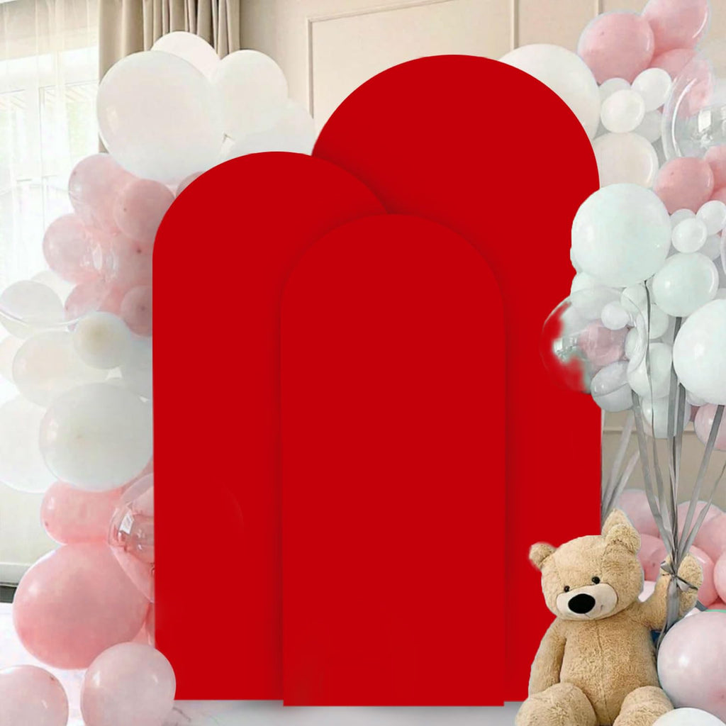 FANPROMS Beige Arch Backdrop Cover Set of 3 Wedding Arch Cover 4x5x6FT Round Top Arch Stand Cover for Fitted Arch Covers Spandex Backdrop Covers Set for Wedding Party Ceremony Decorations