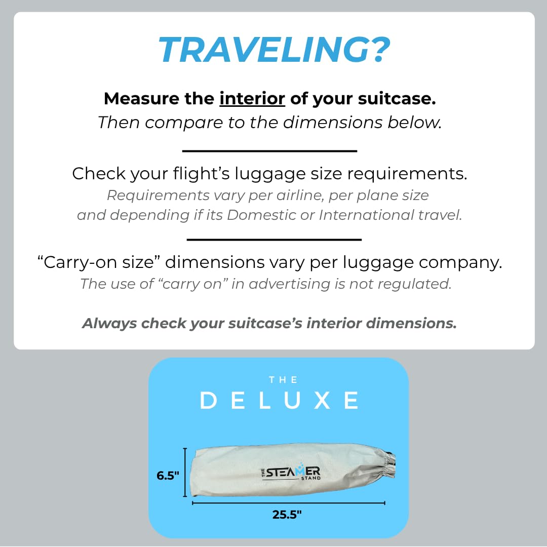 Deluxe | Adjustable Standing Garment Steaming Rack with Hanger | Fast, Foldable, Portable Clothes Steam Ironing Solution for Travel & Home