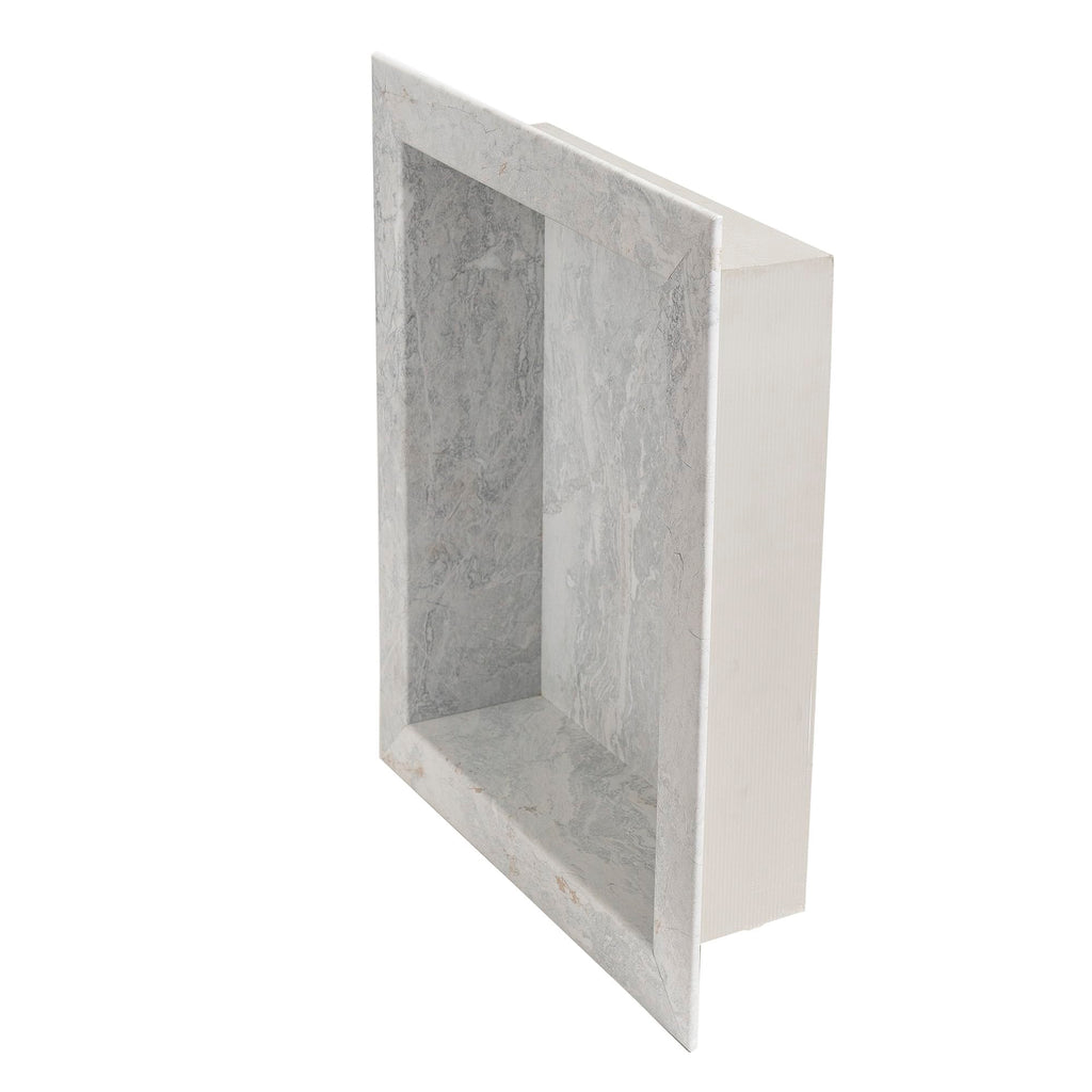 Palisade 17.5 in x 15.5 in Vinyl Shower Niche Ashen Slate | Waterproof Shower Insert