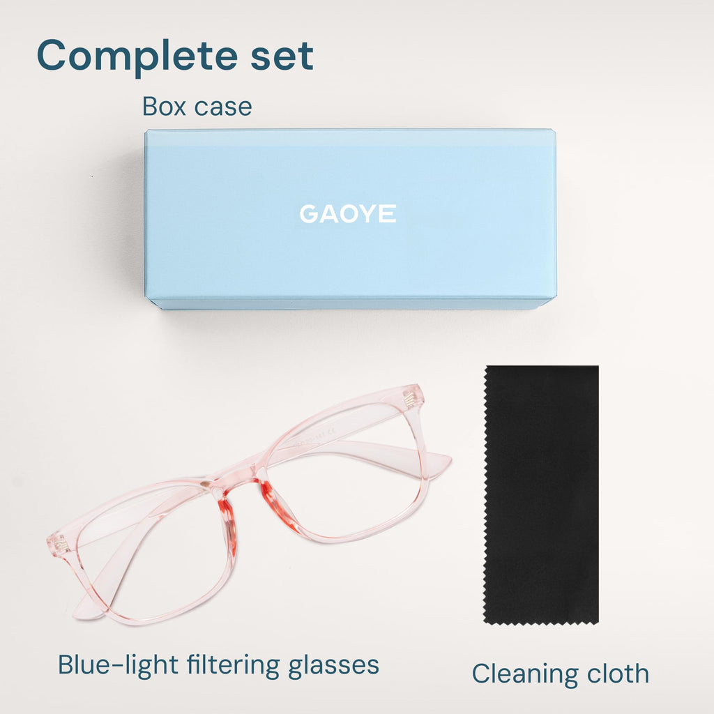 Gaoye Transparent, Clear Blue Light Glasses for Computer & Gaming - Anti UV Ray Lenses, Scratch-Resistant & Comfort Fit