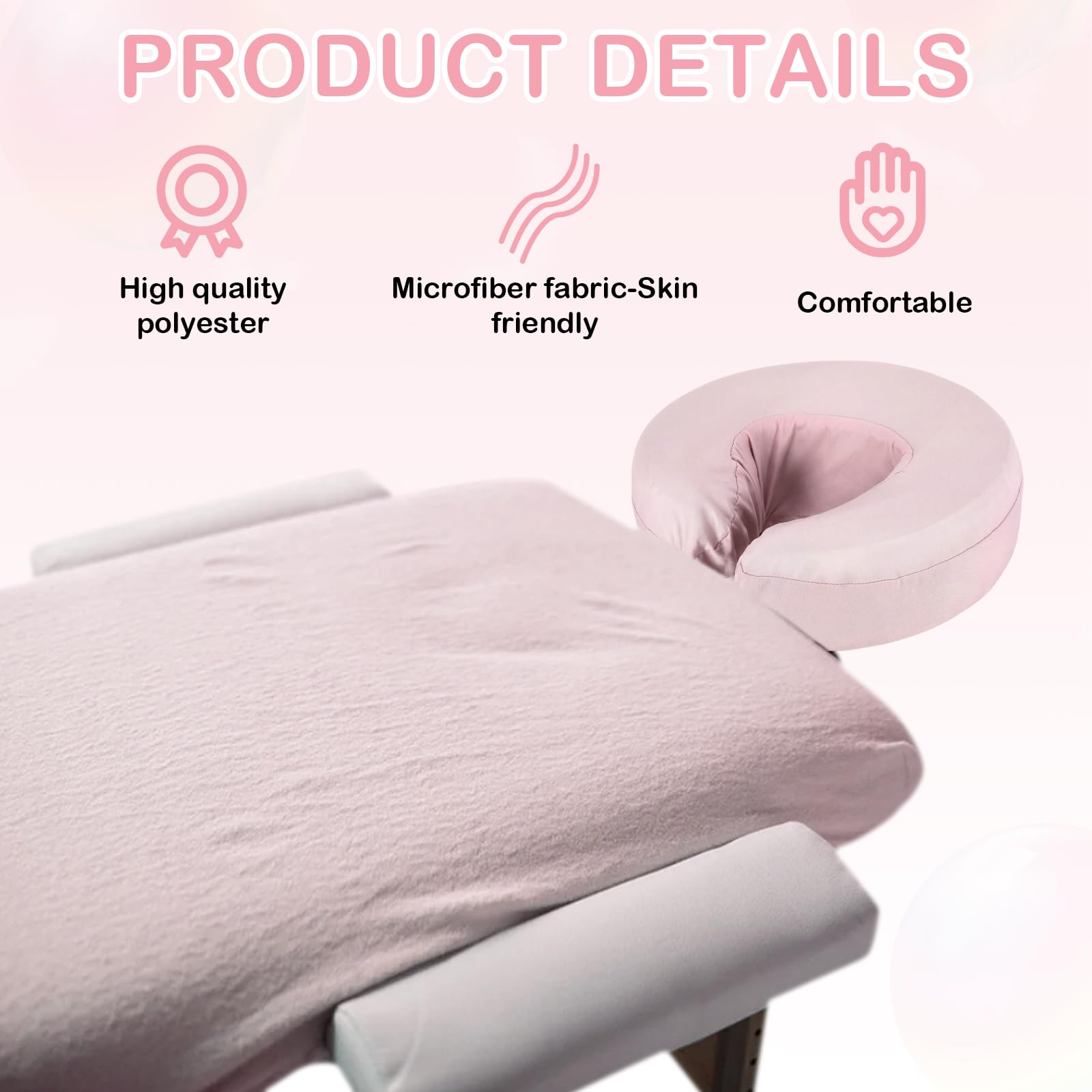 Macarrie 24 Pcs Face Cradle Covers for Massage Table Microfiber Reusable Soft Thicker Massage Table Headrest Covers Bulk Oil Proof Cradle Head Rest Sheets for Spa Beauty Salons(Beige)