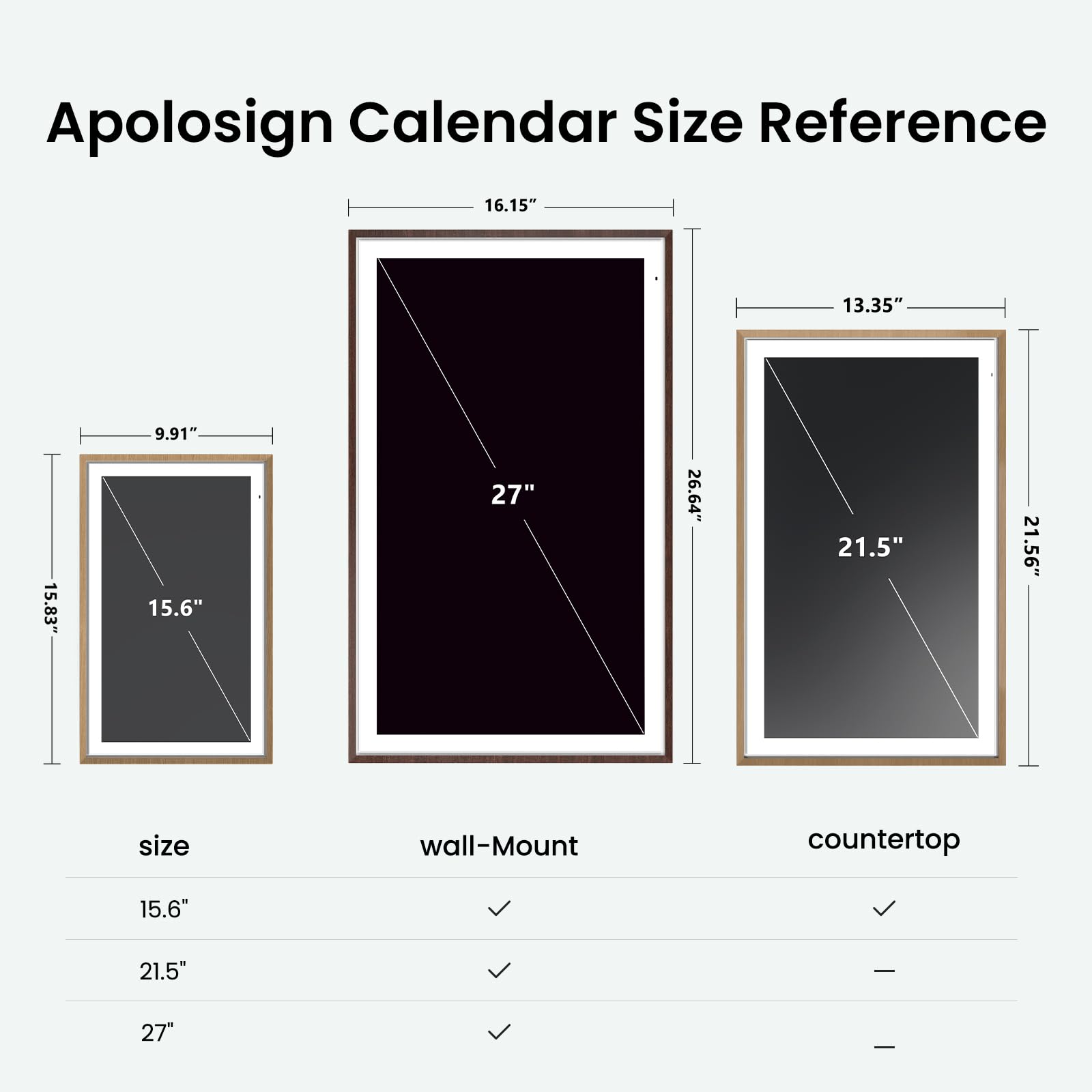 Apolosign 27-inch Digital Calendar & Smart Family Wall Planner, No Subscription, Calendar & Dashboard Dual-Mode System, Shared Touchscreen Display with Calendar Sync, Chore Charts & Family Scheduling Hub, Wall Mount Included (Black)