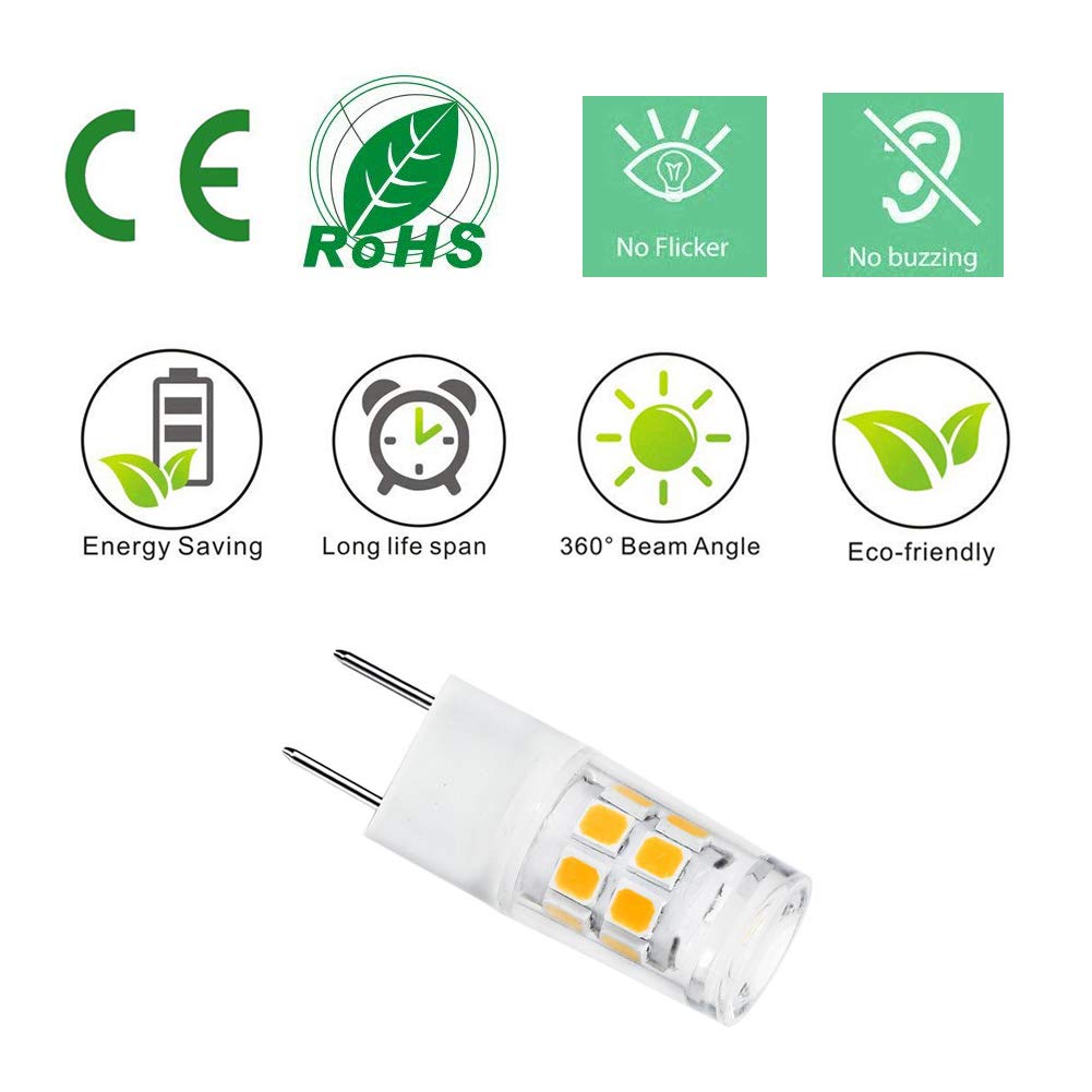 G8 LED Bulb 3W, WB25X10019 Halogen Bulb 20W Replacement for GE Microwave Oven Light, T4 JCD Type G8 Bi-Pin Base, 120 Volt, Daylight White 6000K, 2-Pack