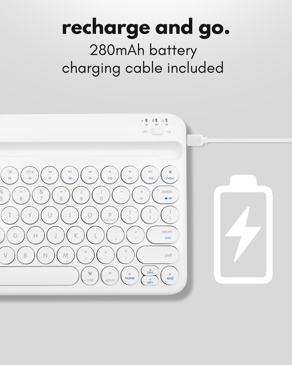 Macally Bluetooth Keyboard for Tablet | Wireless Keyboard for iPad mini/Air/Mini, iPhone (Multi-Device, Built-in Stand, Rechargeable) Easy to Use and Cute Portable