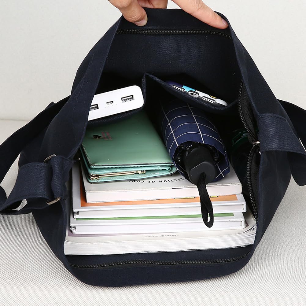 Covelin Women's Retro Large Size Canvas Shoulder Bag Hobo Crossbody Handbag Casual Tote
