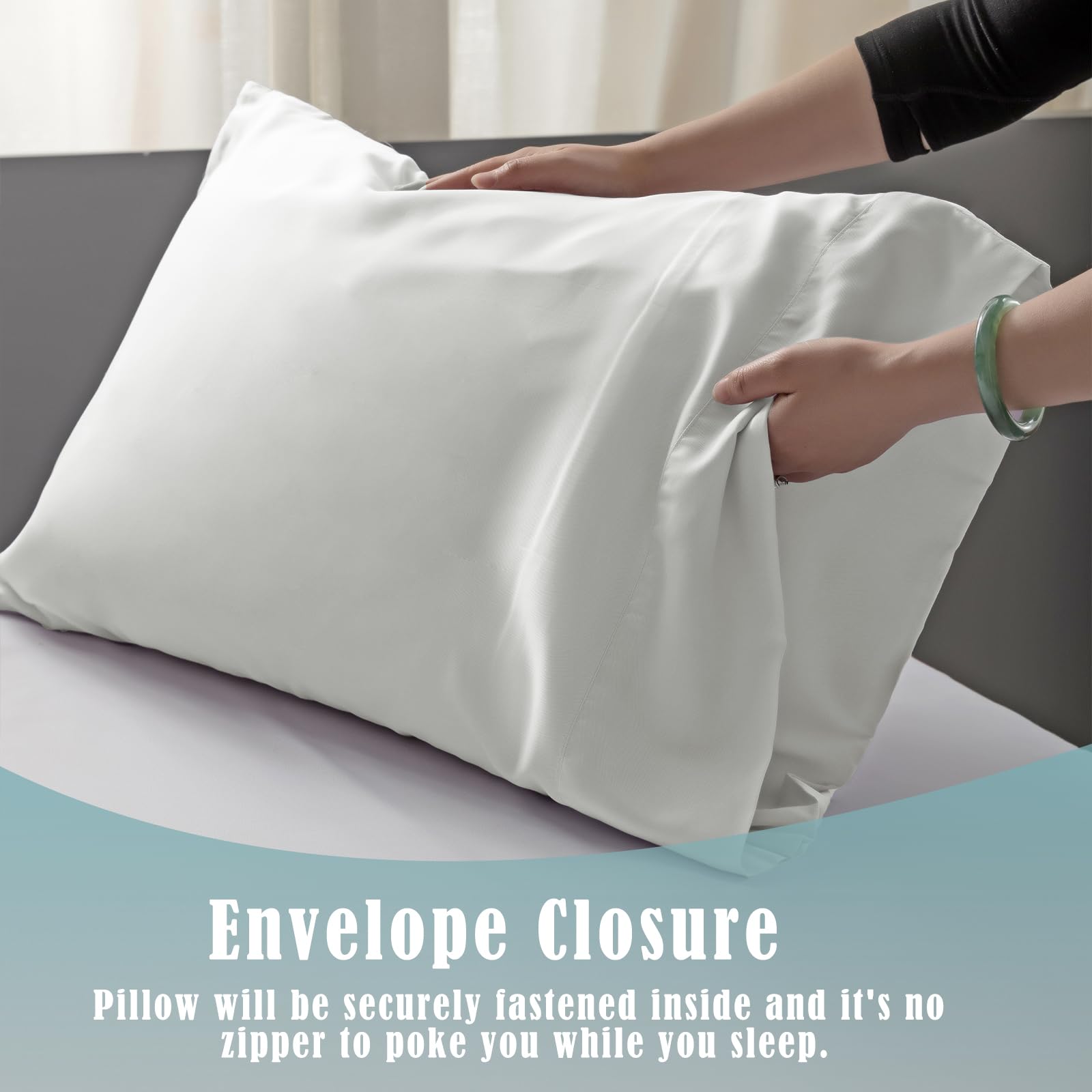 Pillow Cases Standard Size 2 Pack, Bamboo Rayon Cooling Pillowcases with Envelope Closure, Cool Breathable Pillow Case for Hot Sleepers & Night Sweats, 20x26 inches, Aqua Blue