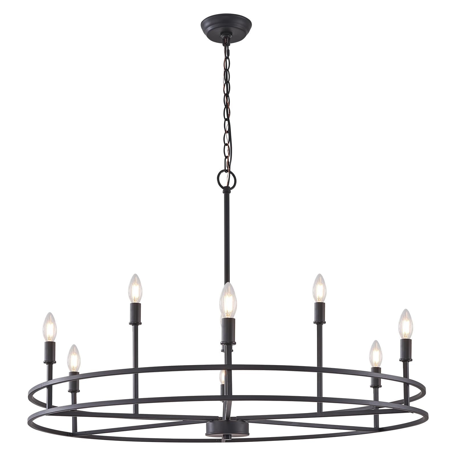 Black Chandelier 6-Light Dining Room Chandelier Kitchen Chandeliers Over Table Round Living Room Chandelier Light Fixture for Bedroom, Kitchen, Foyer