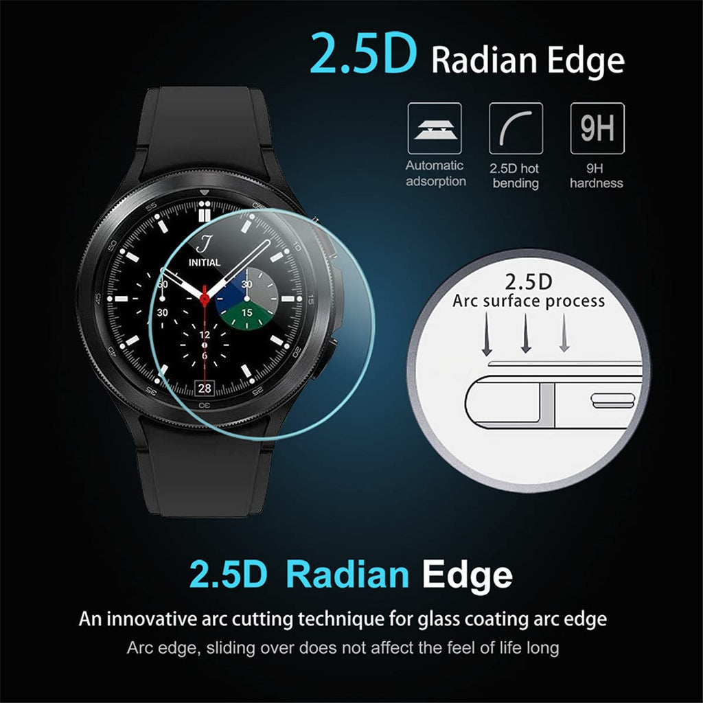 Suoman 4-Pack for Samsung Galaxy Watch 4 Classic 46mm Tempered Glass Screen Protector for Galaxy Watch 4 Classic 46mm Smartwatch [2.5D 9H Hardness] [Anti-Scratch]