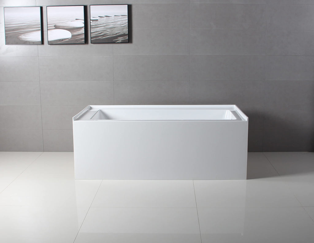 Aqua Eden VTAP6032R22 60-Inch Acrylic 3-Wall Alcove Tub with Right Hand Drain Hole, Glossy White